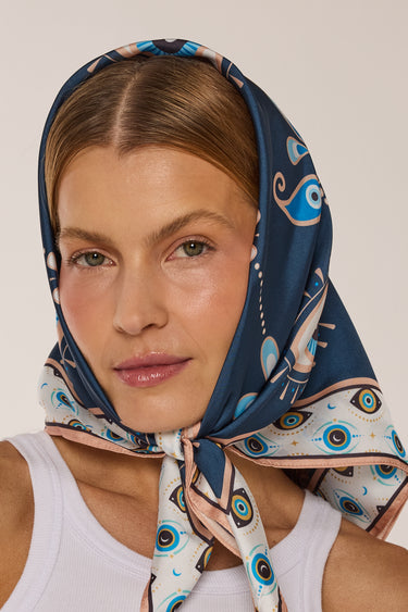 Evil Eye Scarf in Polyester Satin | 70x70cm