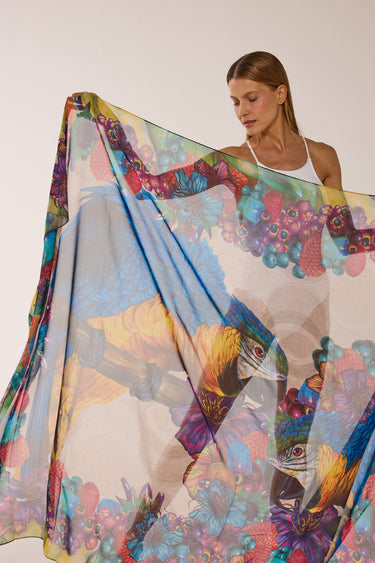 Panneau Arara-azul em georgete de poliéster | 130x200cm