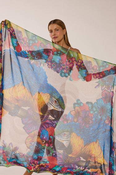 Panneau Arara-azul em georgete de poliéster | 130x200cm