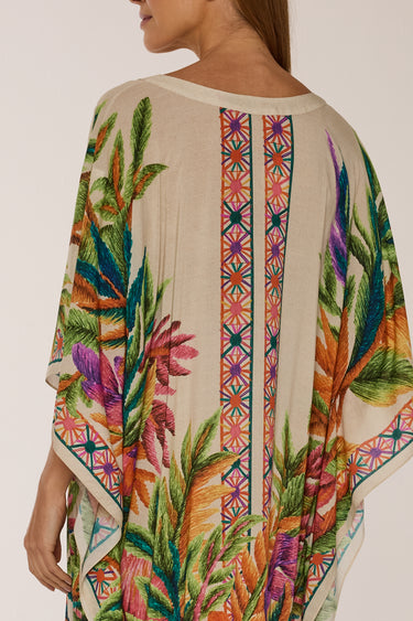 Kaftan longo de seda Ponto a Ponto