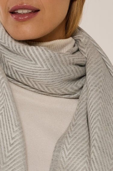 Cashmere Espinha de Peixe off white/prata