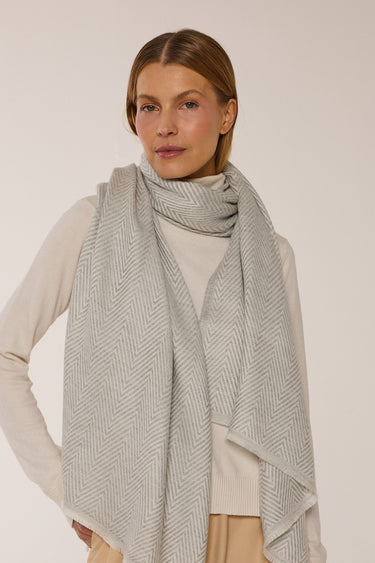 Cashmere Espinha de Peixe off white/prata