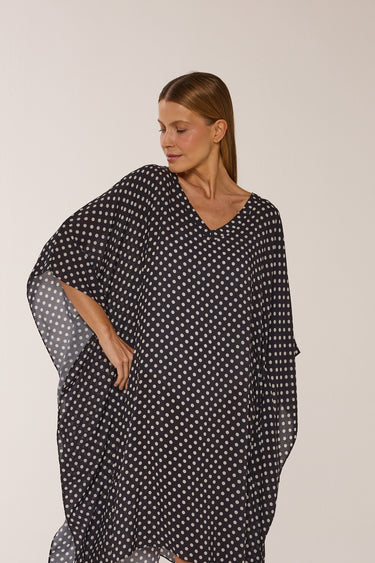Short viscose polka dot kaftan
