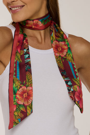 Twilly Arara Tropical em cetim de poliéster | 8x130cm