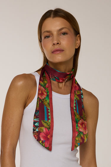 Twilly Arara Tropical em cetim de poliéster | 8x130cm