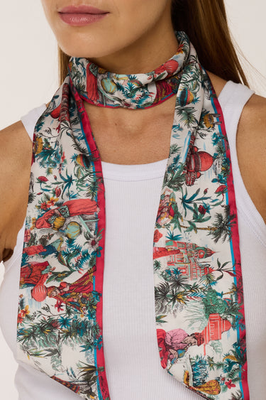 Twilly Toile de Jouy em cetim de poliéster | 8x130cm