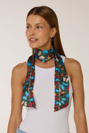 Twilly Yasmin green in polyester satin | 8X130cm