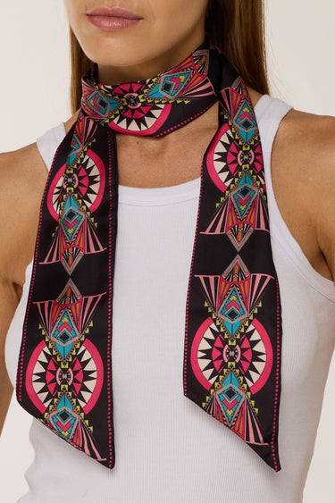 Twilly Geométrico Tribal em cetim de poliéster | 8x130cm