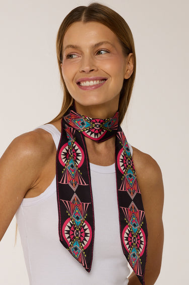 Twilly Geométrico Tribal em cetim de poliéster | 8x130cm