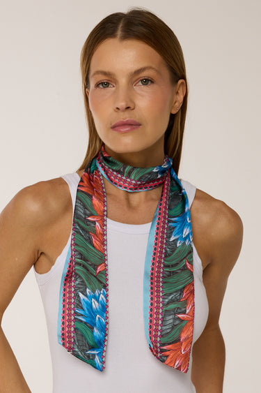 Twilly Croco Bromélia azul em cetim de poliéster | 8x130cm