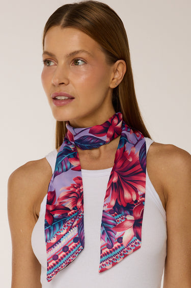 Twilly Flor Flamingo lavanda em cetim de poliéster | 8x130cm