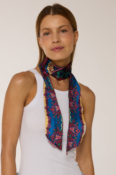 Twilly Onça multicolor em cetim de poliéster | 8x130cm