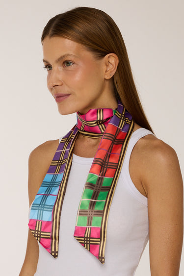 Twilly Xadrez Color em cetim de poliéster | 8x130cm