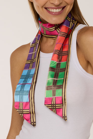 Twilly Xadrez Color em cetim de poliéster | 8x130cm