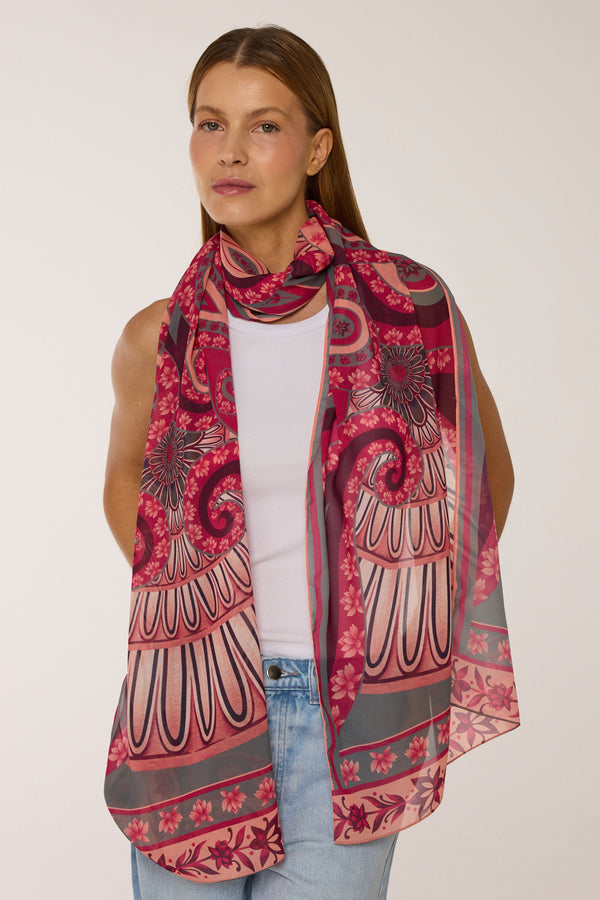 Poderio long scarf in polyester mousseline | 45x210cm