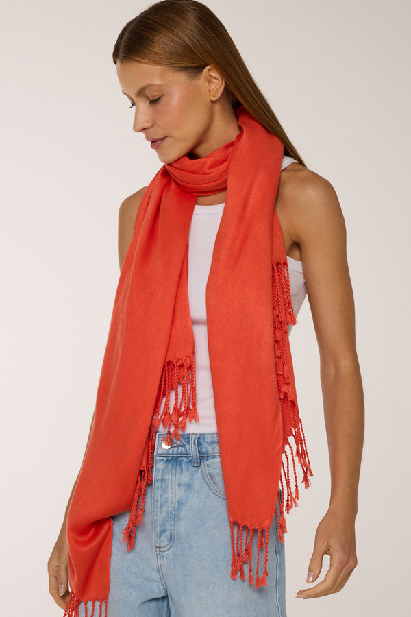 Orange viscose pashmina | 70x180cm