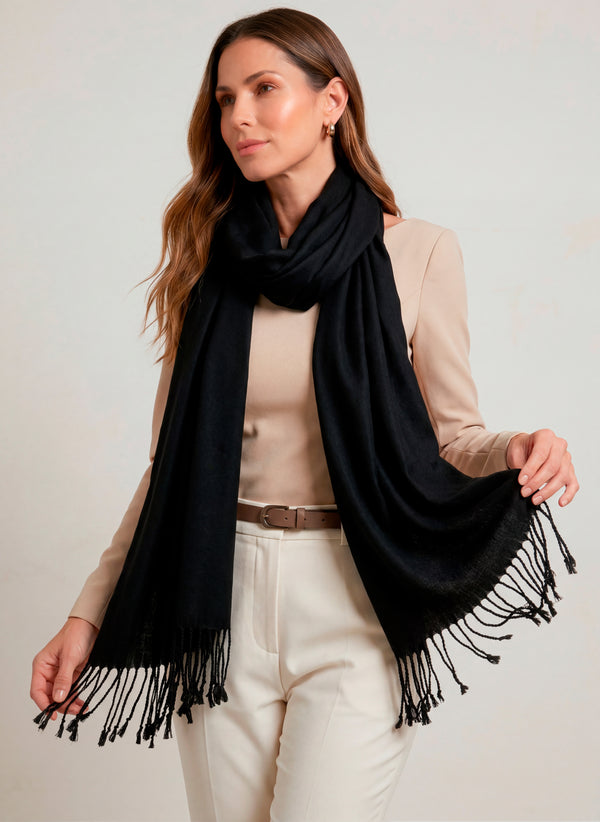 Black viscose pashmina | 70x180cm