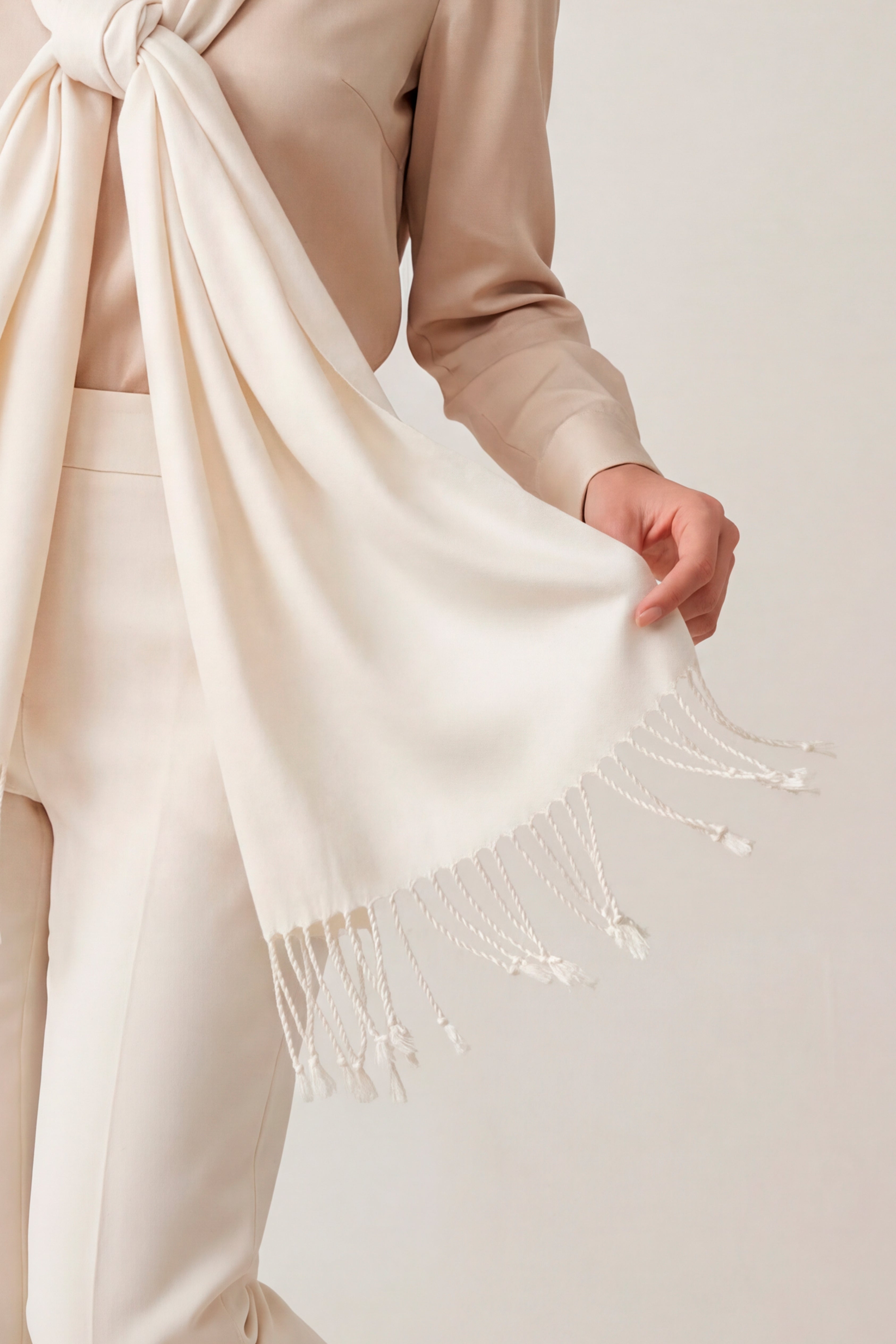 Pashmina Branca Lisa de Viscose Off White
