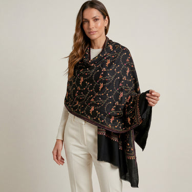 Black embroidered cashmere