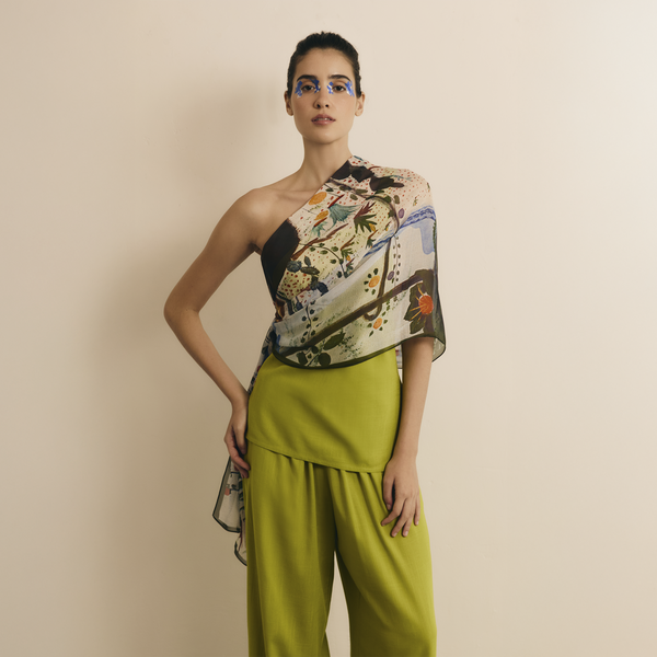 Fauna e Flora Brasileiras long scarf in silk mousseline | 60x210cm
