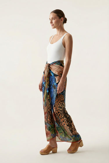 Max lenço Pantanal em mousseline de seda | 130x130cm