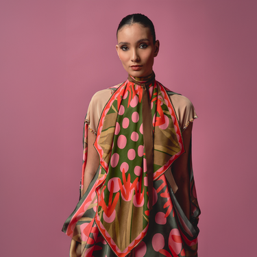 Lenço double face Coelhos em cetim de poliéster | 90x90cm