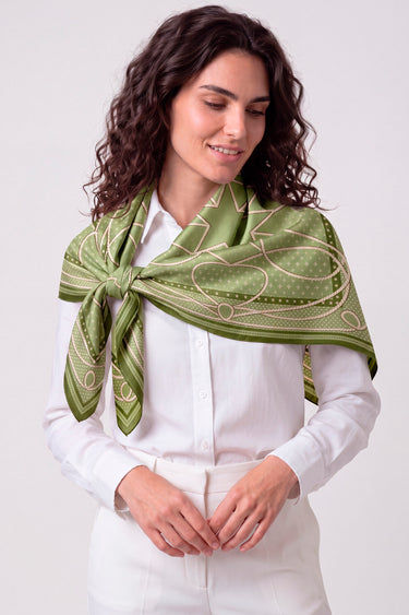 Lenço double face Bandana Cordas em cetim de seda | 90x90cm