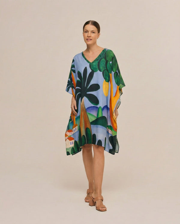 Kaftan curto de seda Cartão Postal