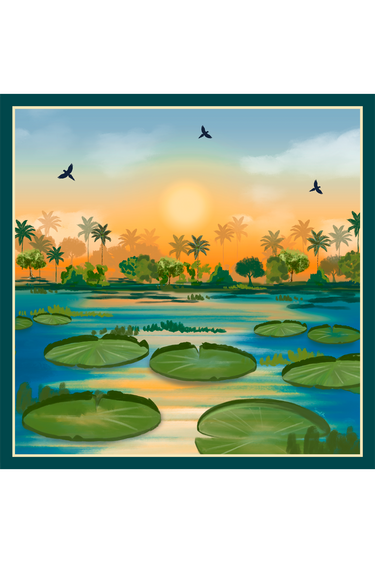 Lenço Entardecer em cetim de poliéster | 90x90cm