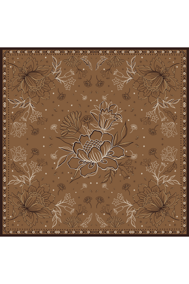 Lenço double face Boho Floral em cetim de seda | 90x90cm