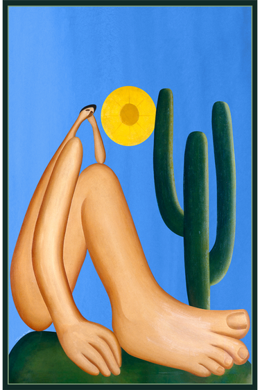 Pareô double face Abaporu em cetim de seda | 130x200cm