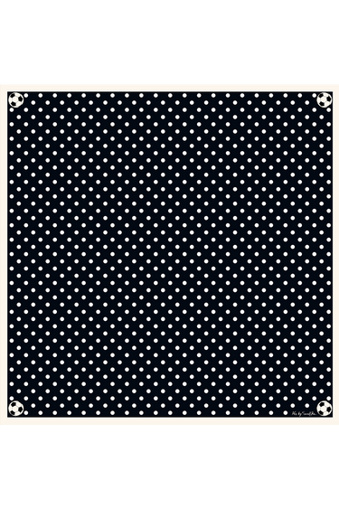 Lenço Poá Bolas preto em cetim de poliéster | 70x70cm
