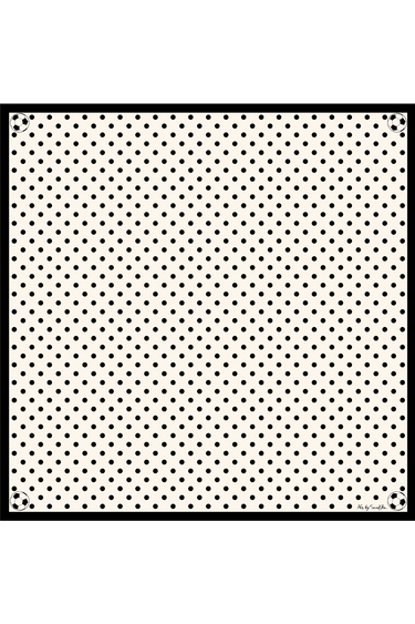 Lenço Poá Bolas off white em cetim de poliéster | 90x90cm