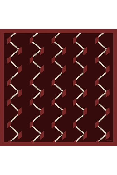 Lenço double face Losango bordô em cetim de seda | 90x90cm