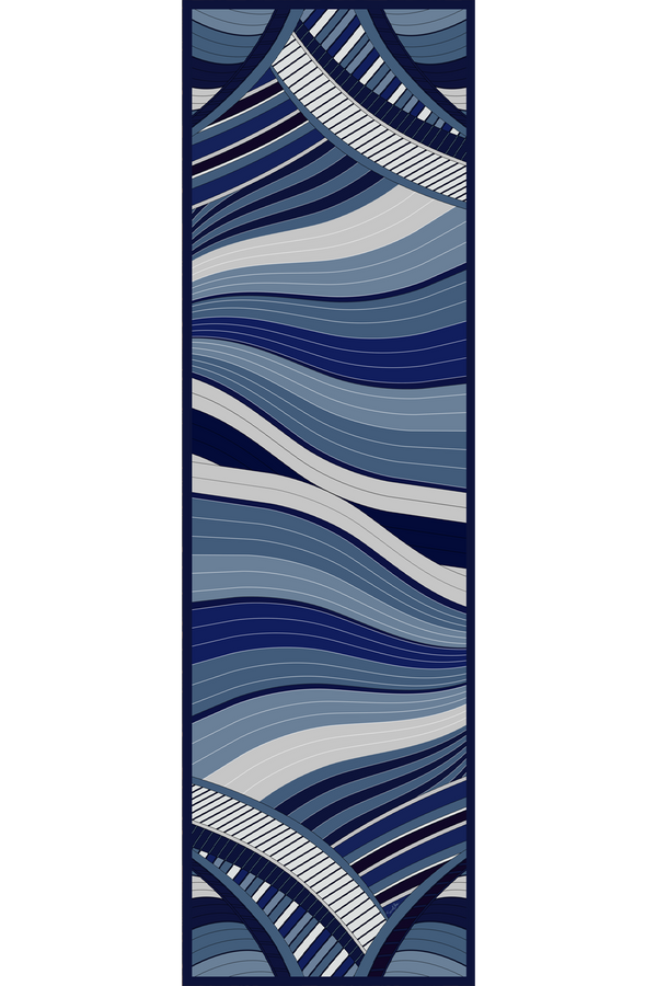 Modern Dubai blue long scarf in silk mousseline | 60x210cm