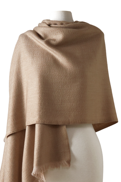   - CASHMERE ESPINHA DE PEIXE AREIA- Scarf Me 