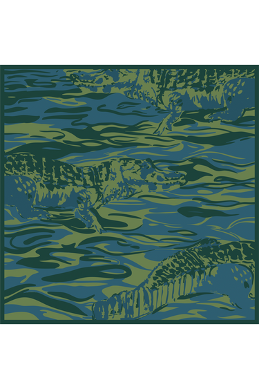 Lenço double face Guardião das Águas em cetim de seda | 90x90cm