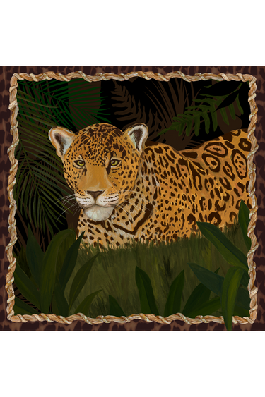 Lenço double face Olhar da Mata em cetim de seda | 110x110cm