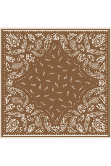 Lenço double face Penas mocha em cetim de seda | 90x90cm