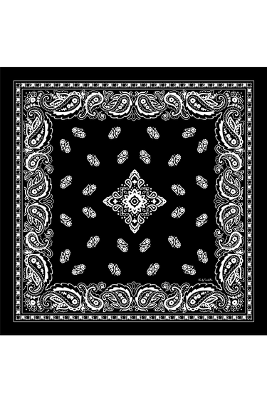 Lenço double face Bandana Preta em cetim de seda | 110x110cm