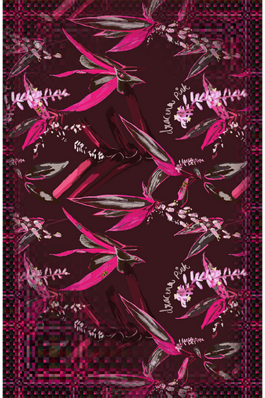 Pareô double face Dracena em cetim de seda | 130x200cm