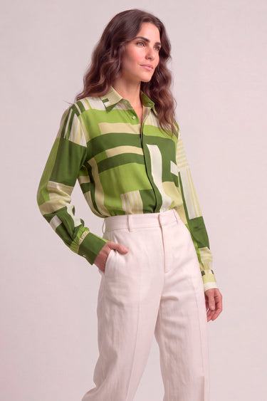 Camisa Chemise Toujours verde em viscose
