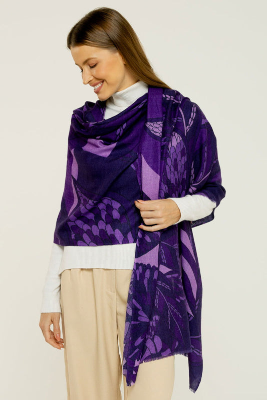   - Cashmere Baby estampado ramos de púrpura roxo- Scarf Me 