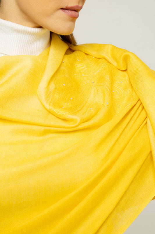   - Cashmere Bordado butterfly amarelo- Scarf Me 