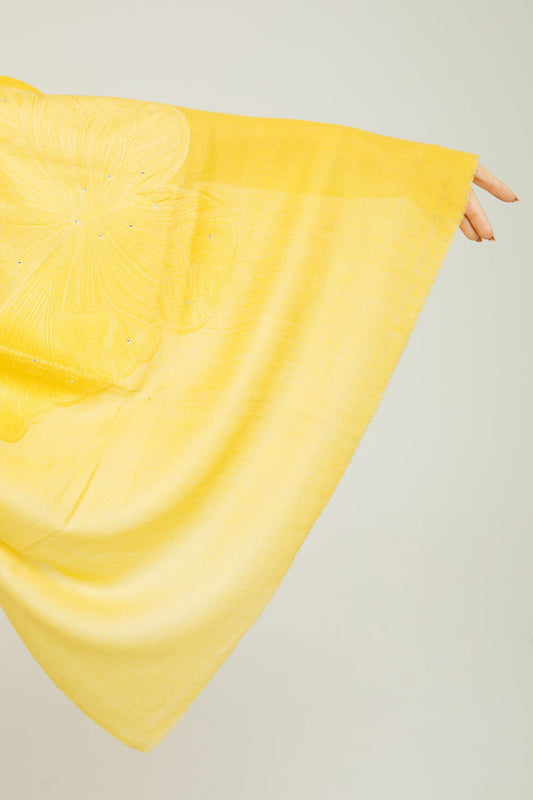   - Cashmere Bordado butterfly amarelo- Scarf Me 