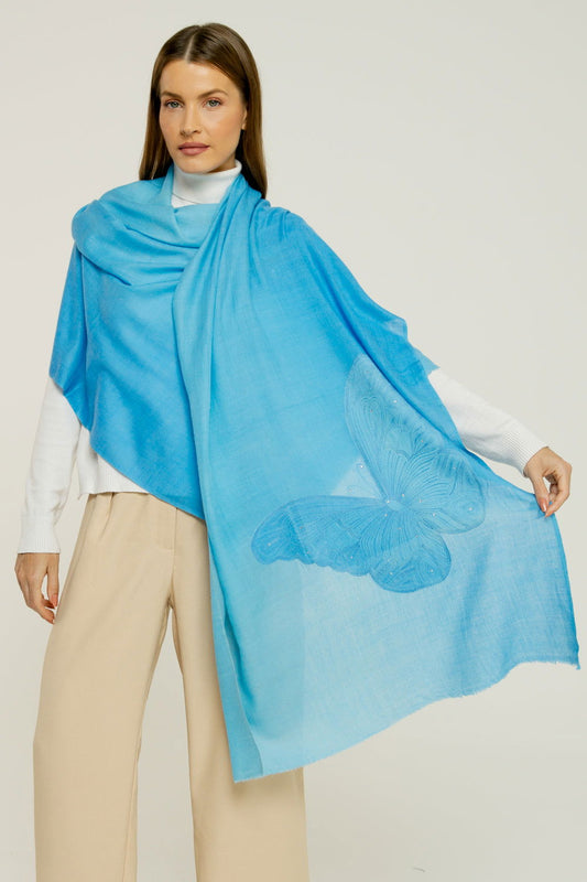   - Cashmere Bordado butterfly azul- Scarf Me 