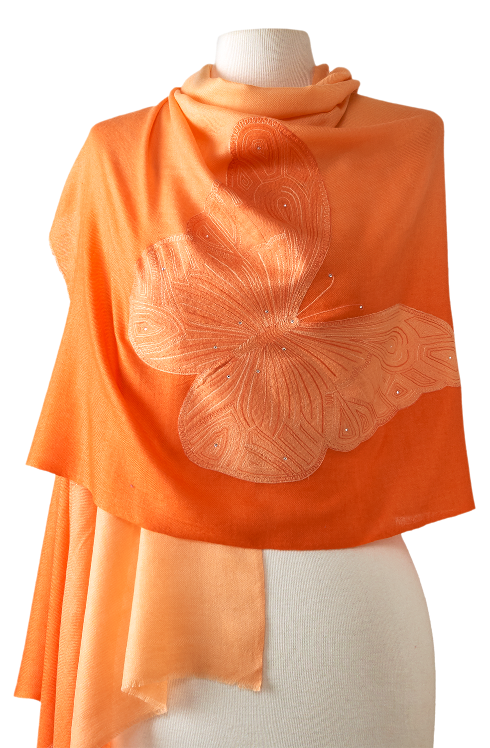   - Cashmere Bordado butterfly laranja- Scarf Me 