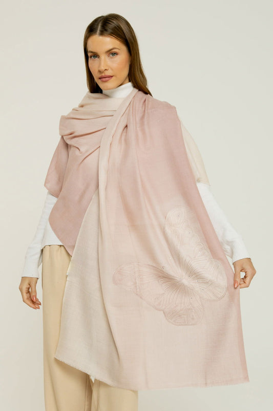   - Cashmere Bordado butterfly nude- Scarf Me 