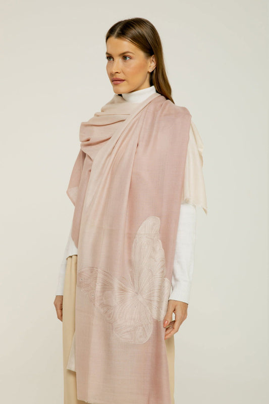   - Cashmere Bordado butterfly nude- Scarf Me 