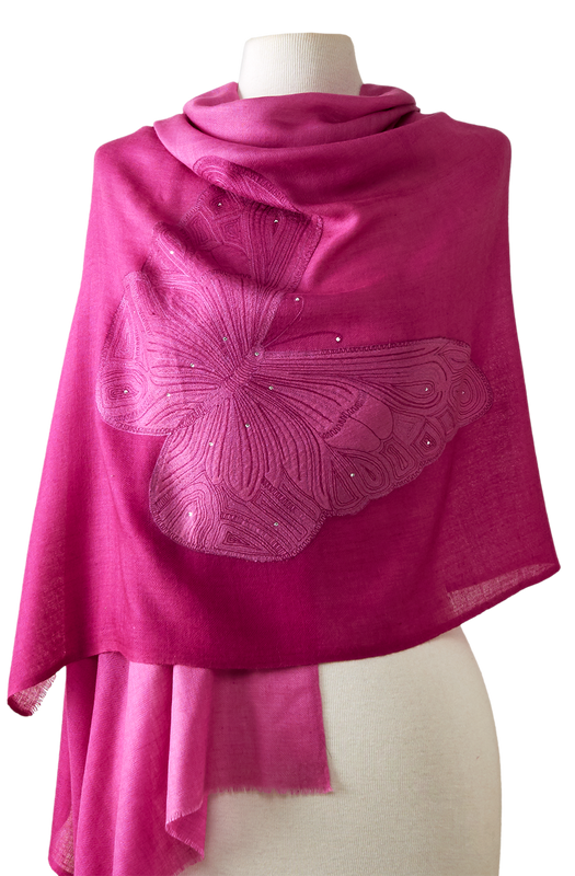   - Cashmere Bordado butterfly roxo- Scarf Me 